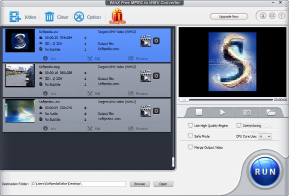 WinX Free MPEG to WMV Converter screenshot