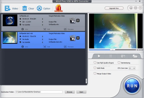 WinX Free VOB to MP4 Converter screenshot