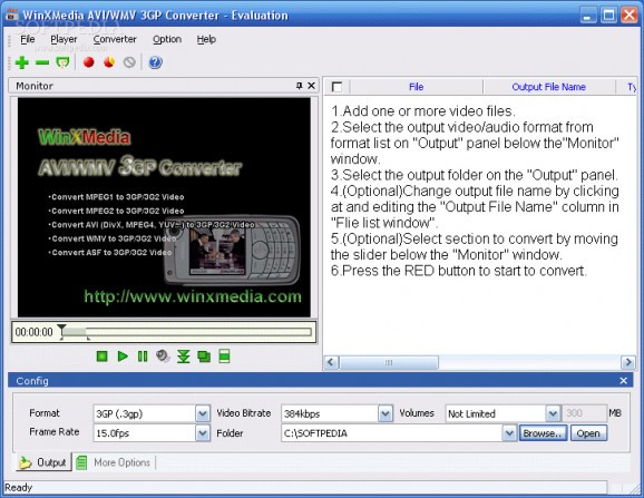 WinXMedia AVI/WMV 3GP Converter screenshot