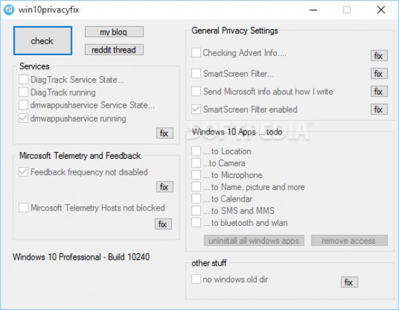 Windows 10 Privacy Fixer screenshot