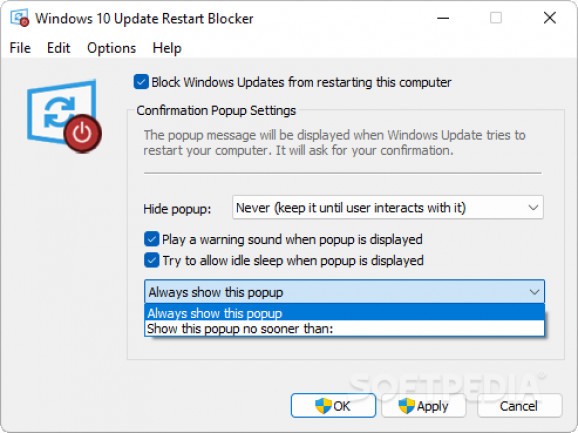 Windows 10 Update Restart Blocker screenshot