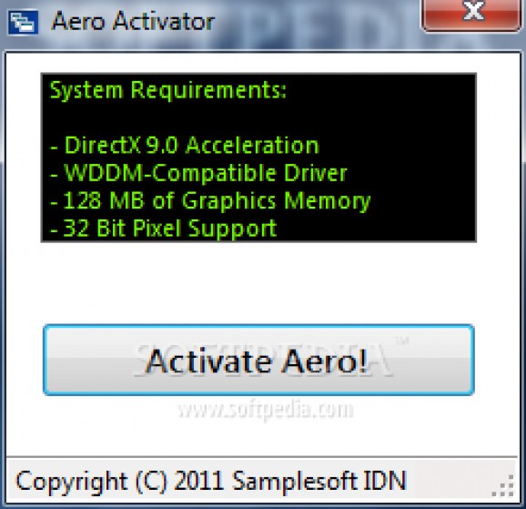 Windows 7 Aero Activator screenshot