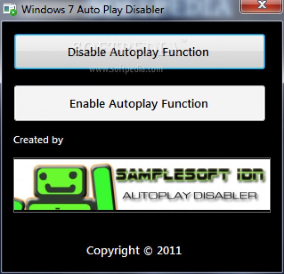 Windows 7 Autoplay Disabler screenshot