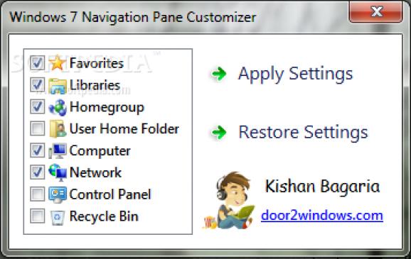 Windows 7 Navigation Pane Customizer screenshot