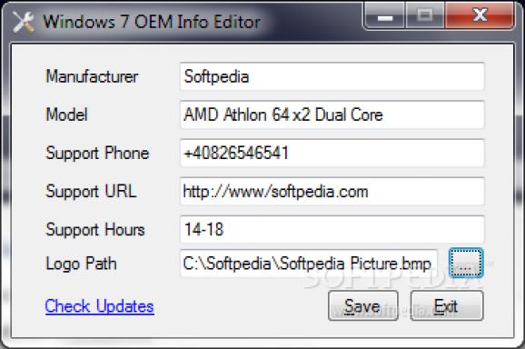 Windows 7 Oem Info Editor screenshot