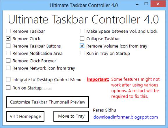 Ultimate Taskbar Controller screenshot