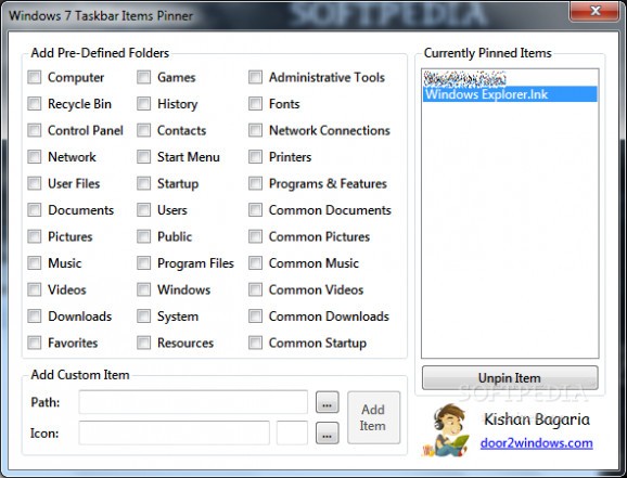 Windows 7 Taskbar Items Pinner screenshot