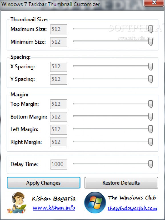 Windows 7 Taskbar Thumbnail Customizer screenshot