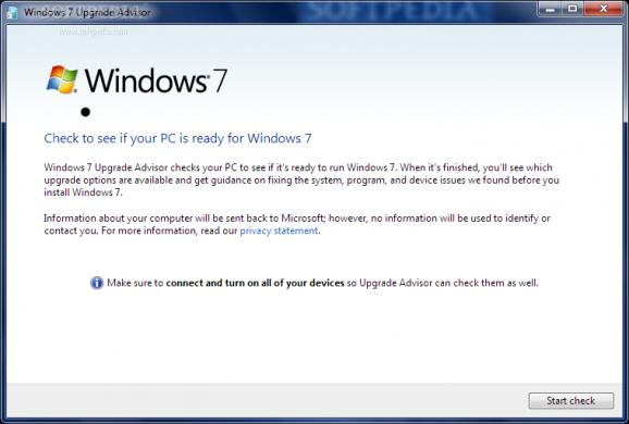 Windows 7 Upgrade Advisor screenshot