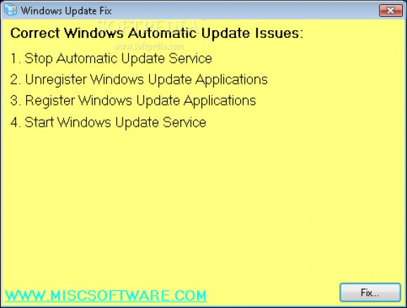 Windows Automatic Update Fix Tool screenshot