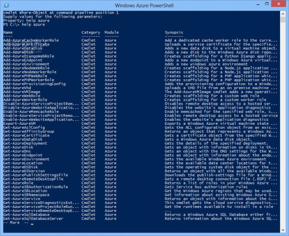 Windows Azure PowerShell screenshot