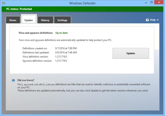 Windows Defender Definition Updates screenshot