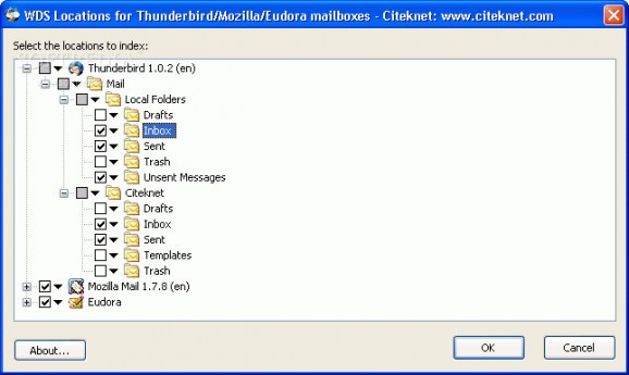 Windows Desktop Search Thunderbird/Mozilla/Eudora Mail Add-in screenshot