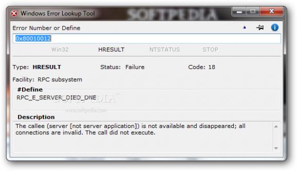 Windows Error Lookup Tool screenshot