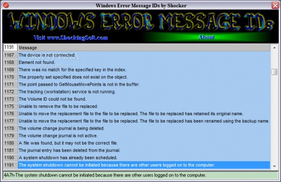 Windows Error Messages IDs screenshot