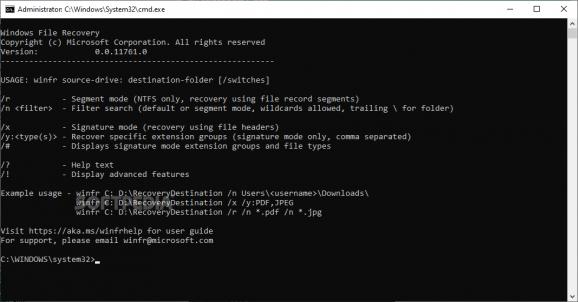 Windows File Recovery screenshot