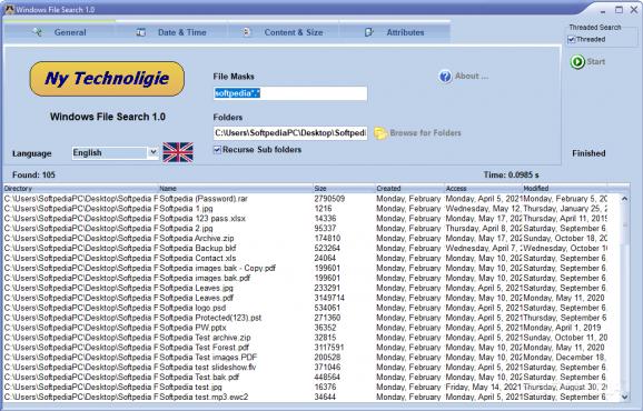 Windows File Search screenshot