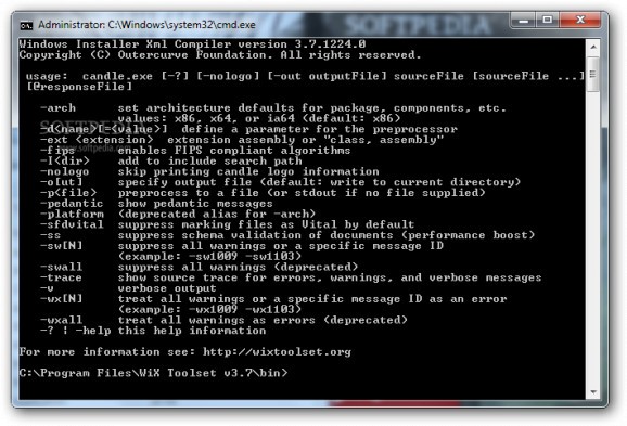 Windows Installer XML Compiler screenshot