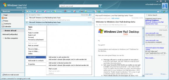 Windows Live Mail Desktop screenshot