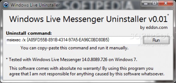 Windows Live Messenger Uninstaller screenshot