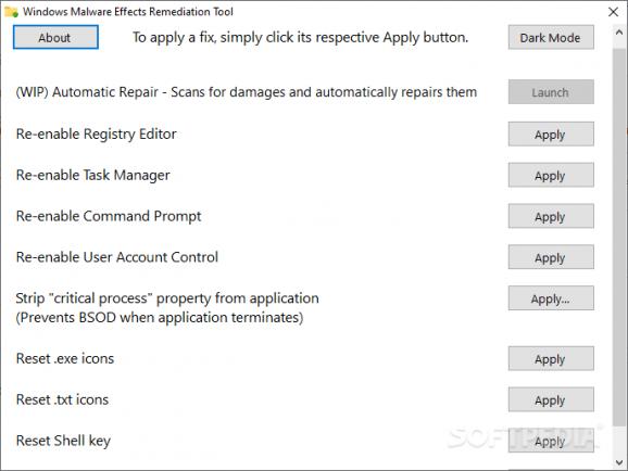 Windows Malware Effects Remediation Tool screenshot