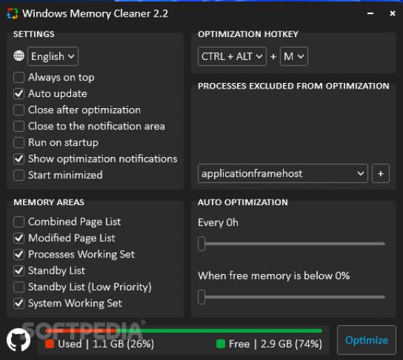 Windows Memory Cleaner screenshot