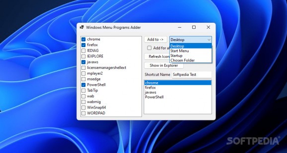 Windows Menu Programs Adder screenshot