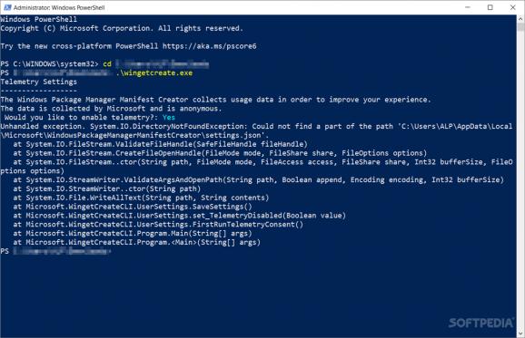 Windows Package Manager Manifest Creator screenshot