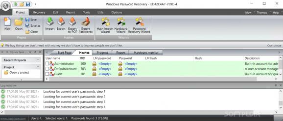 Windows Password Recovery screenshot