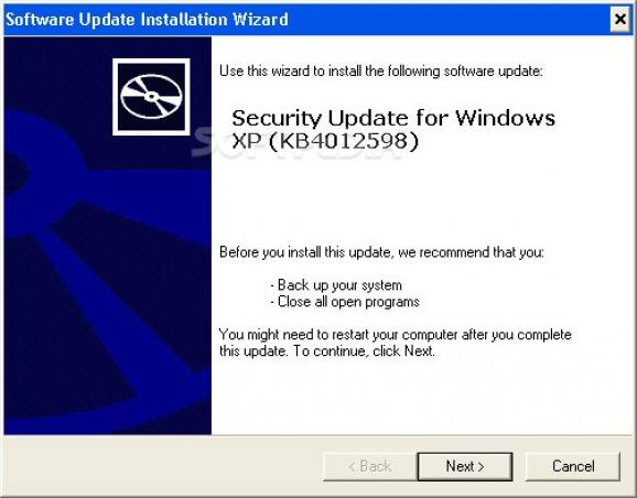 Windows Security Update for WannaCry Ransomware (KB4012598) screenshot