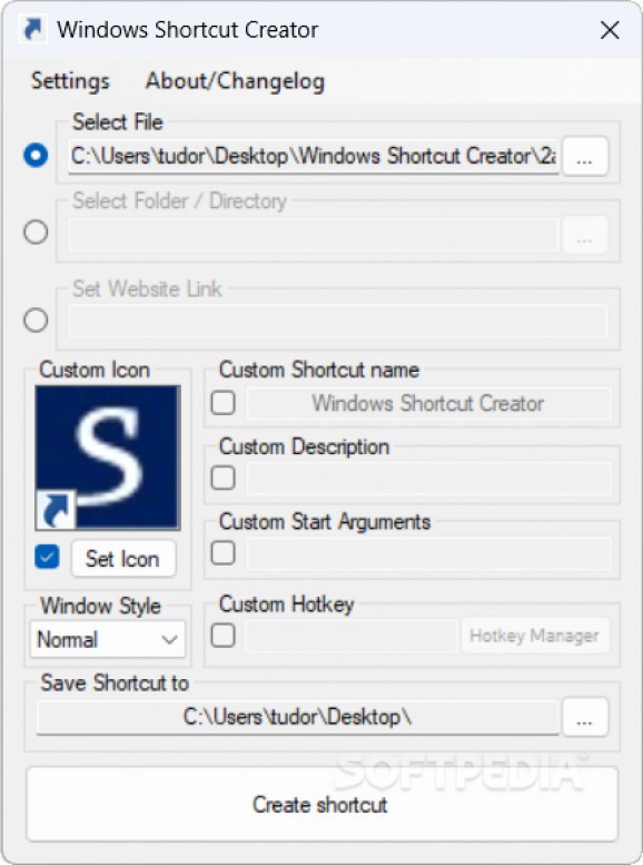 Windows Shortcut Creator screenshot