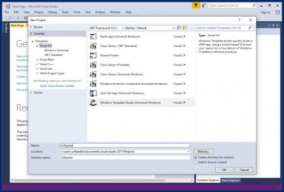 Windows Template Studio screenshot