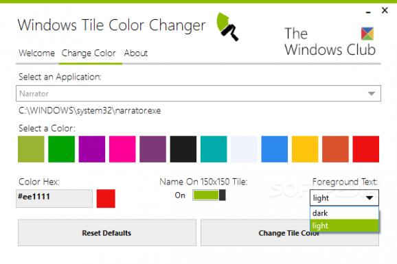 Windows Tile Color Changer screenshot