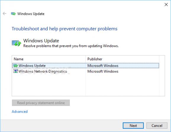 Windows Update Troubleshooter screenshot