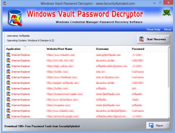 Windows Vault Password Decryptor Portable screenshot