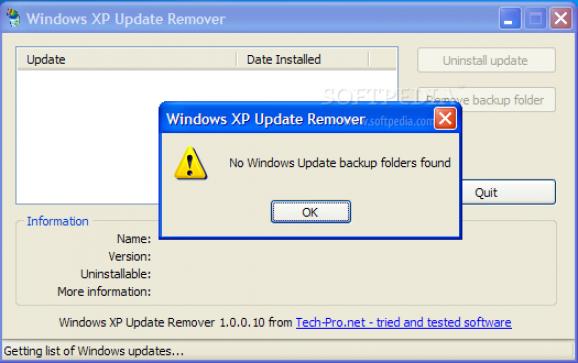 Windows XP Update Remover screenshot