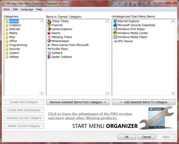 Winstep Start Menu Organizer screenshot