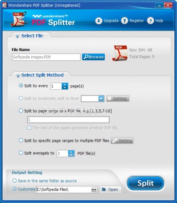Wondershare PDF Splitter screenshot