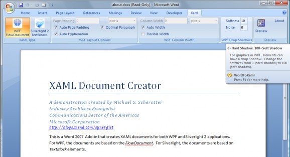 Word 2007 to XAML screenshot