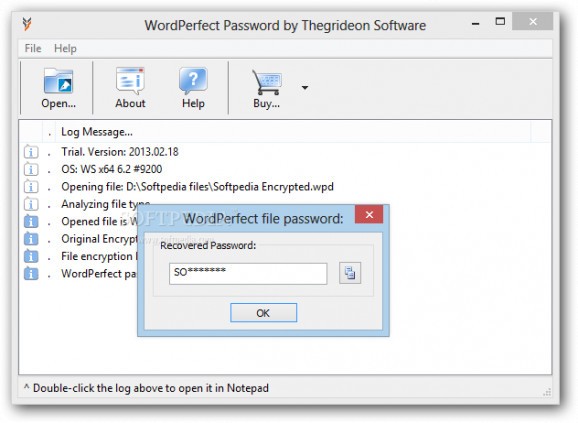 WordPerfect Password screenshot