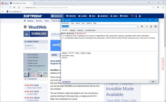 WordWeb Dictionary Lookup for Opera screenshot