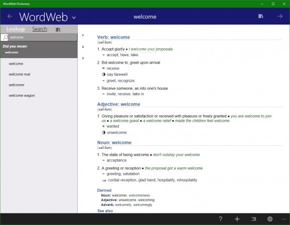 WordWeb for Windows 10/8.1 screenshot