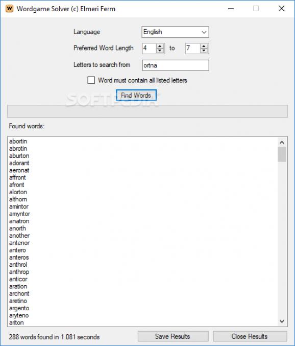 Wordgame Solver screenshot