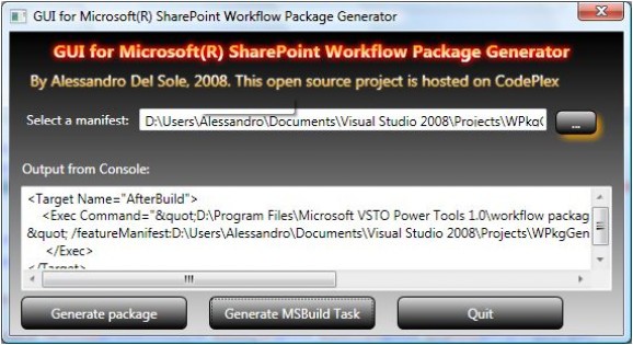 Workflow Package Generator GUI screenshot