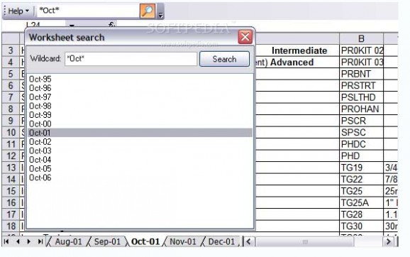 Worksheet Search screenshot