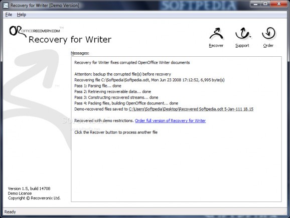Recovery for Writer screenshot