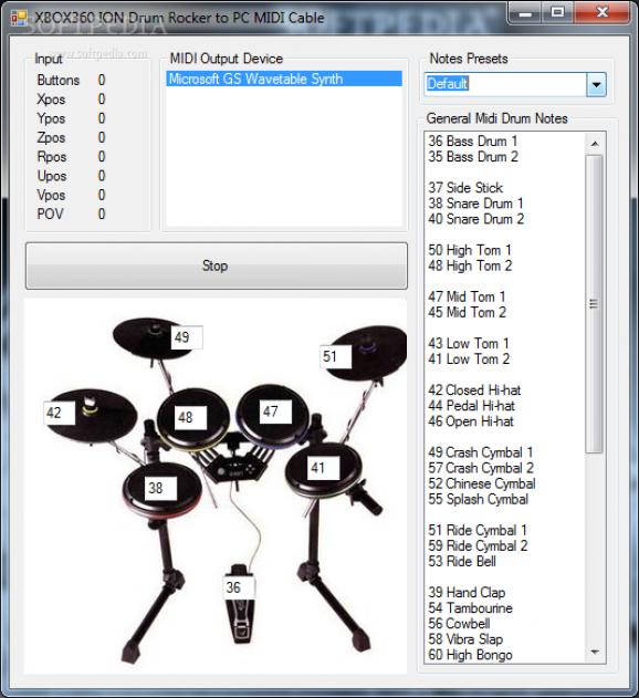 XBOX360 ION Drum Rocker to MIDI screenshot