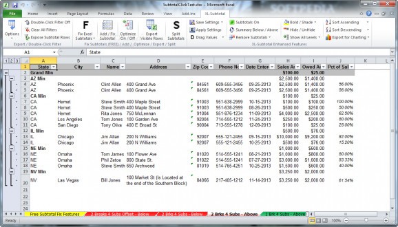 XL-Subtotal for Excel screenshot