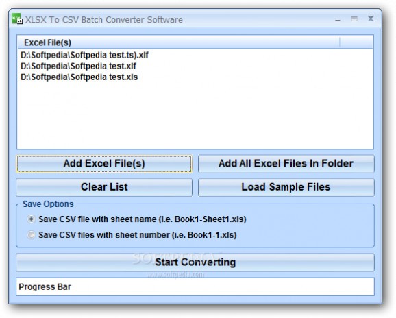XLSX To CSV Batch Converter Software screenshot