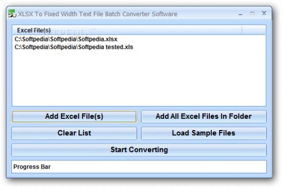 XLSX To Fixed Width Text File Batch Converter Software screenshot